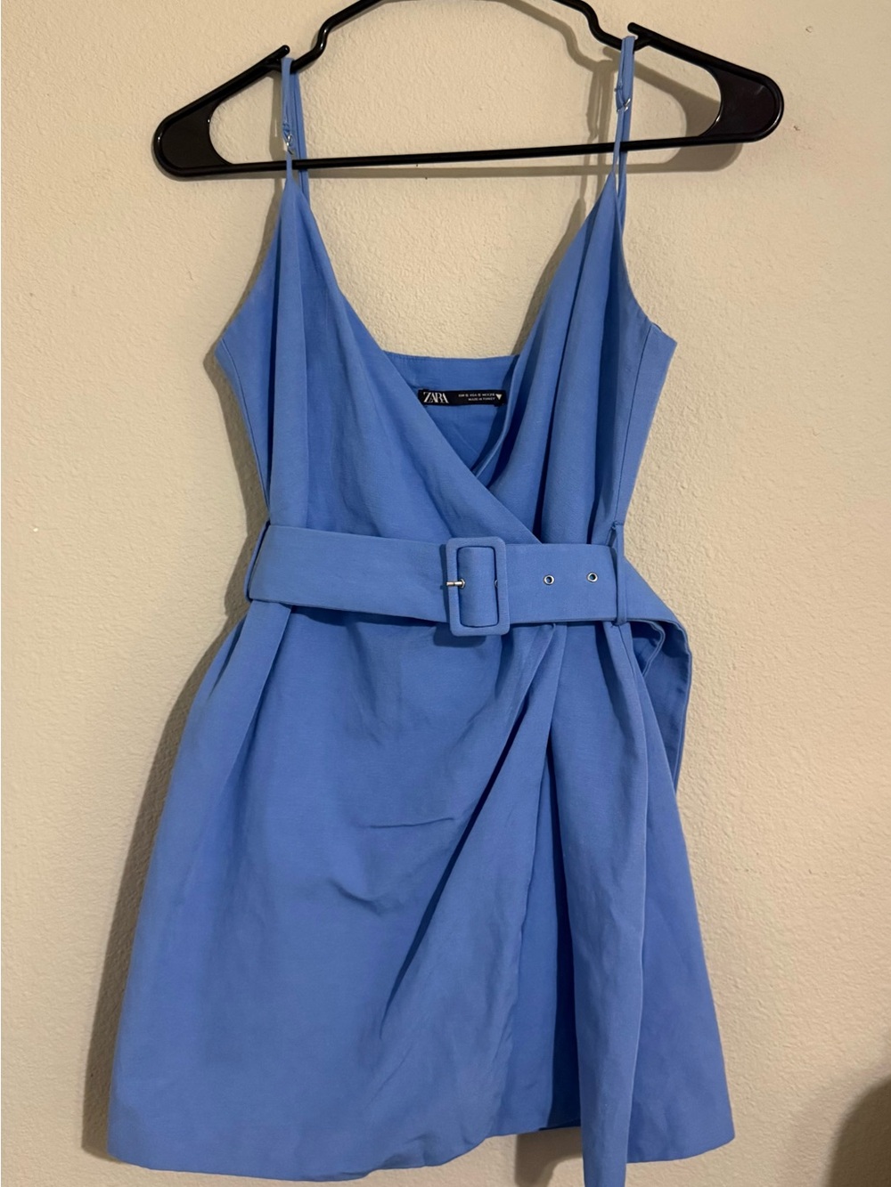 ZARA Periwinkle Wrap Mini Dress with Wide Belt